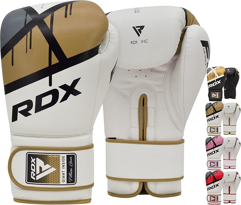 RDX Guantes de Boxeo EGO, Sparring Muay Thai Kickboxing MMA Manoplas de Entrenamiento Pesado, Cuero Maya Hide, Ventilado, Soporte Largo, Saco de Boxeo Almohadillas de Entrenamiento, Hombres Mujeres Adultos 8 10 12 14 16 oz