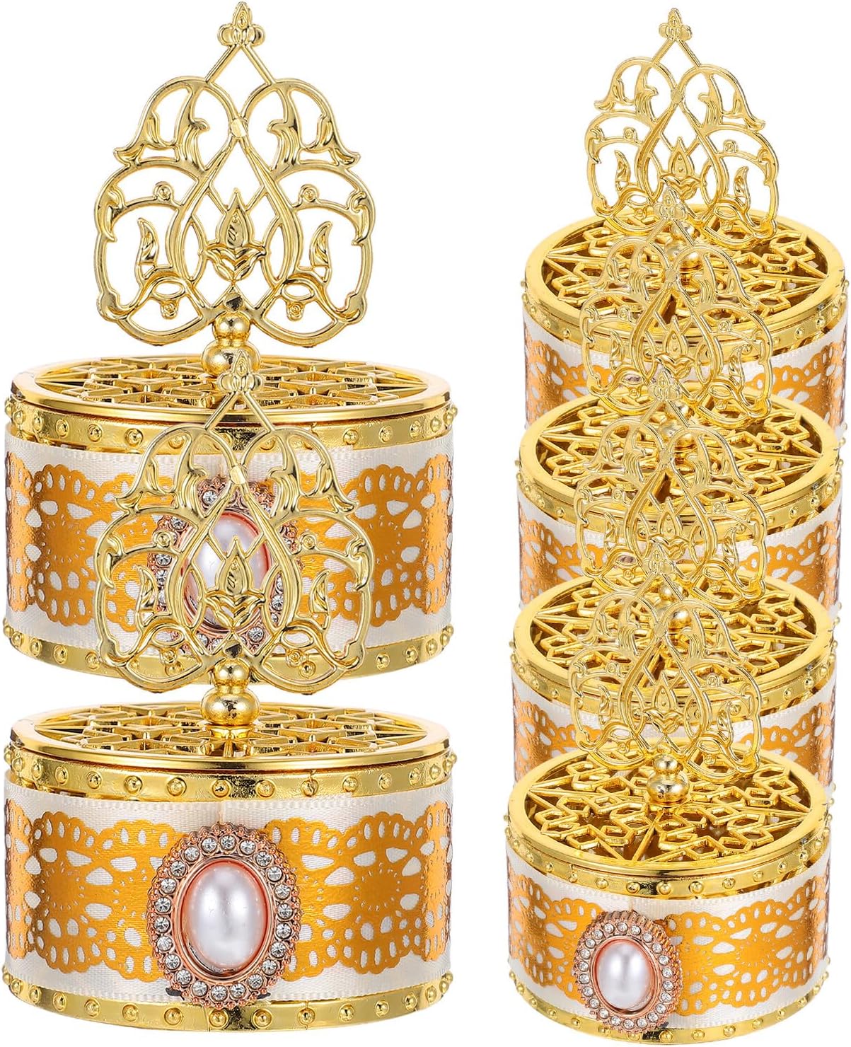 CONGARTENO 6pcs Eid Mubarak Candy Boxes with Lid Plastic Storage Containers Ramadan Treat Boxes for Party Wedding Birthday Favor Arabian Dessert Serving
