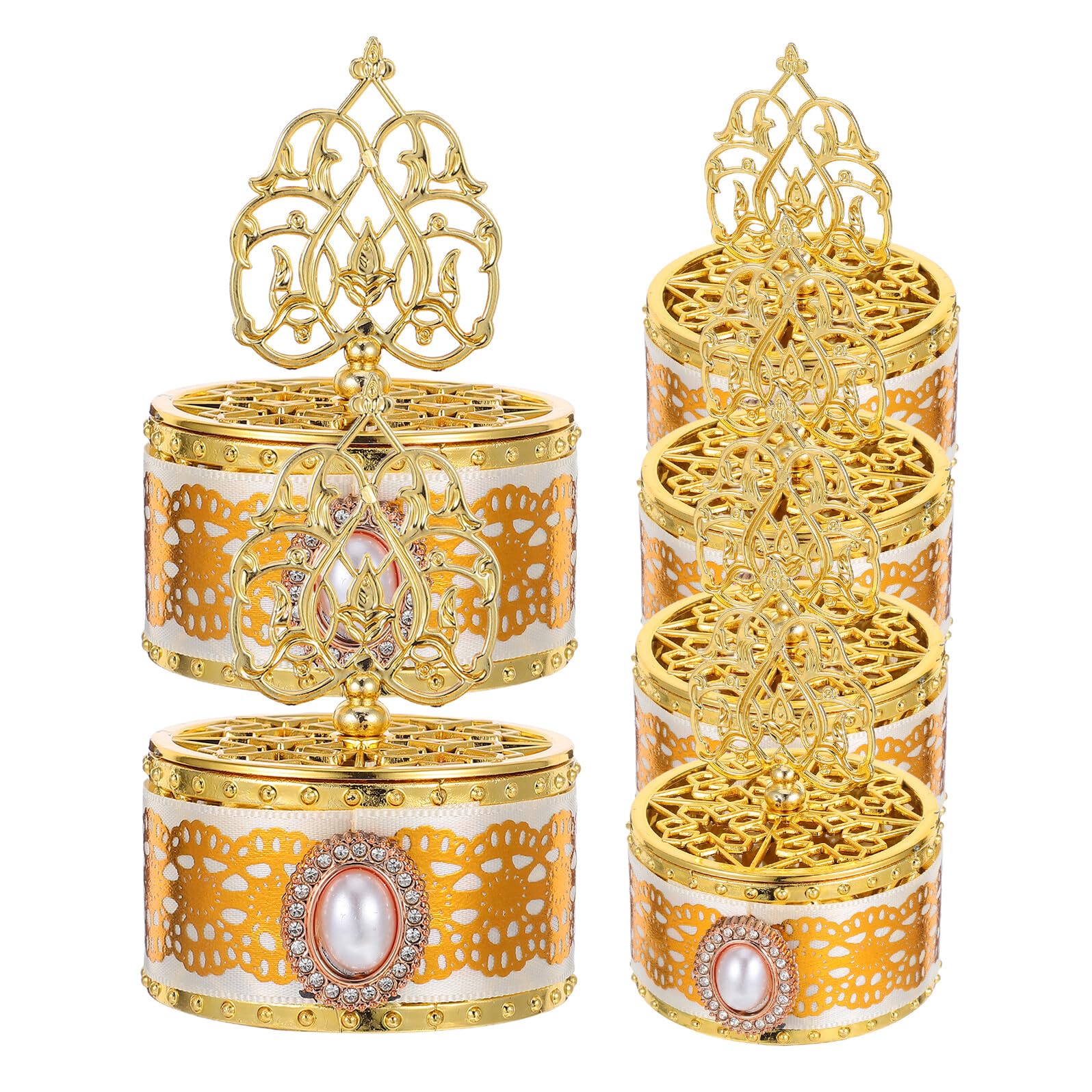 CONGARTENO 6pcs Eid Mubarak Candy Boxes with Lid Plastic Storage Containers Ramadan Treat Boxes for Party Wedding Birthday Favor Arabian Dessert Serving