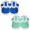 Neska Moda Set of 2 Pair Baby Boys & Baby Girls Hook & Loop Cotton Booties For 12 to 18 Months (Blue,Green) -BT1160andBT1162 gallery image