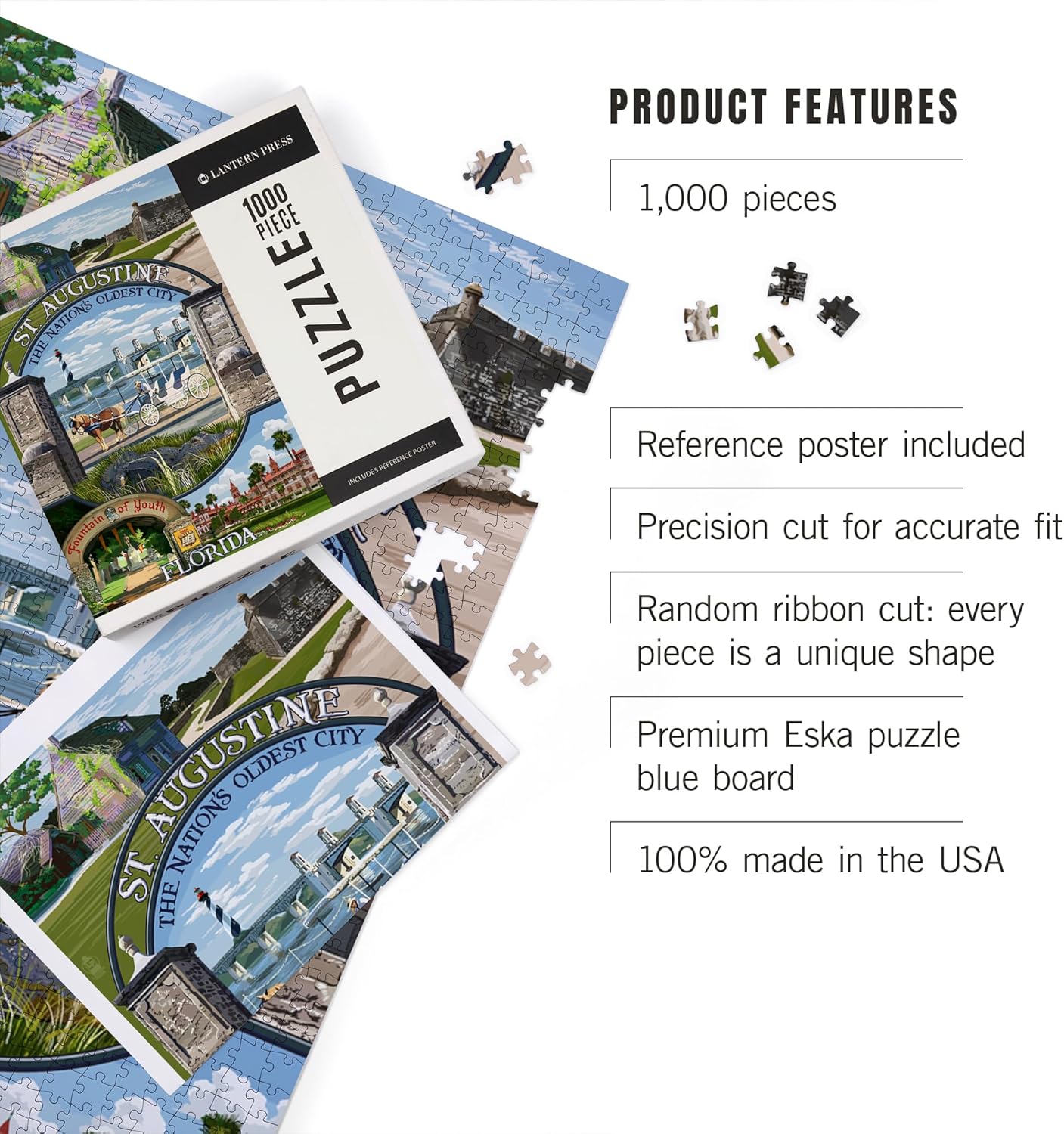 St. Augustine, Florida, Montage Scenes (1000 Piece Puzzle, Challenging Jigsaw Puzzle for Adults, Made in USA)
