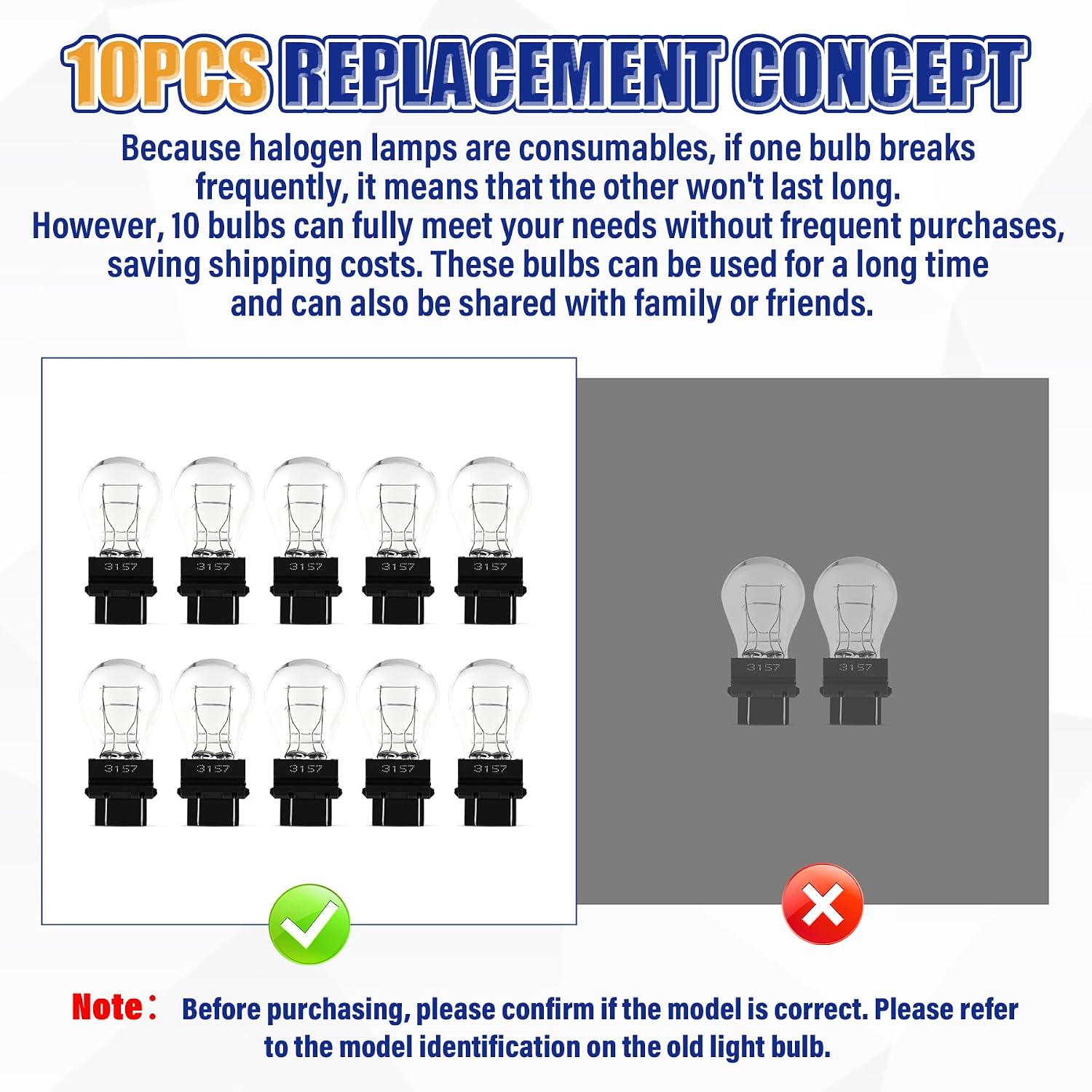 iFunyLED 10 PCS 3157 Bulb, Replacement Light Kit Set for Car Daytime Running Reverse Backup Parking Tail Brake Turn Signal Light Bulb