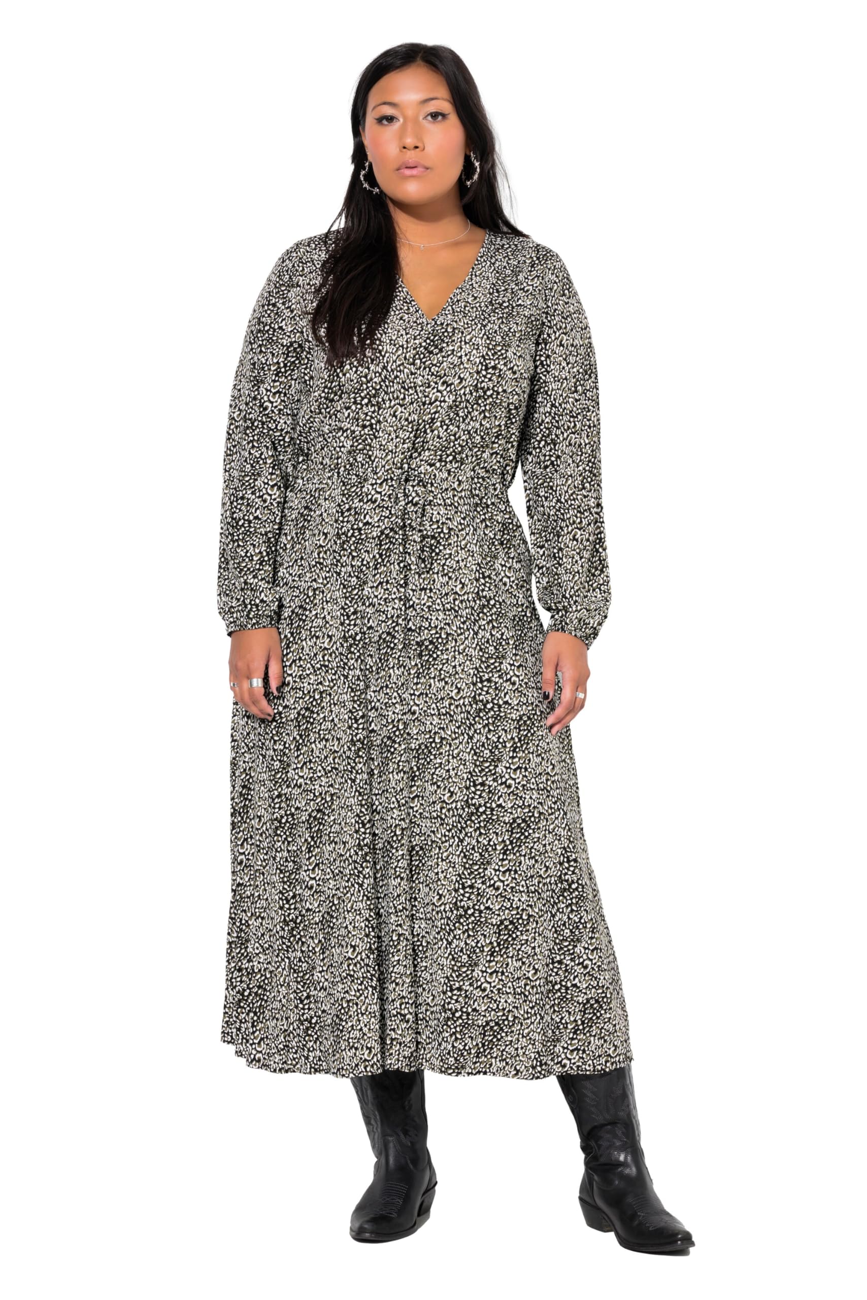 Studio Untold Damen große Größen Übergrößen Plus Size Maxikleid, A-Line, Leo-Print, Wrap-Optik 836147