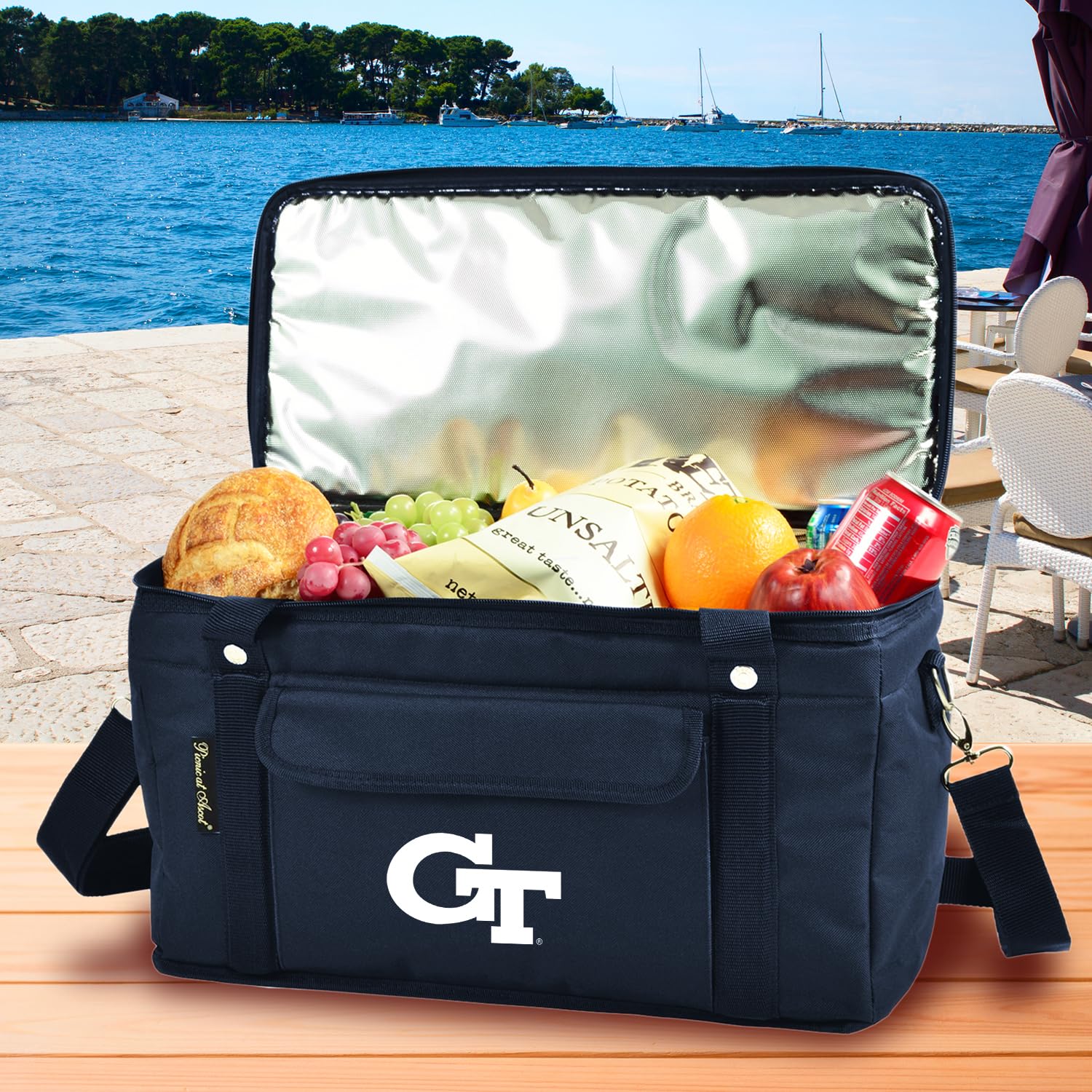 Georgia Tech Officially Licensed Yellow Jackets 42 Can Capacity Semi Rigid Collapsible Leakproof Cooler- Designed & Quality Approved in The USA