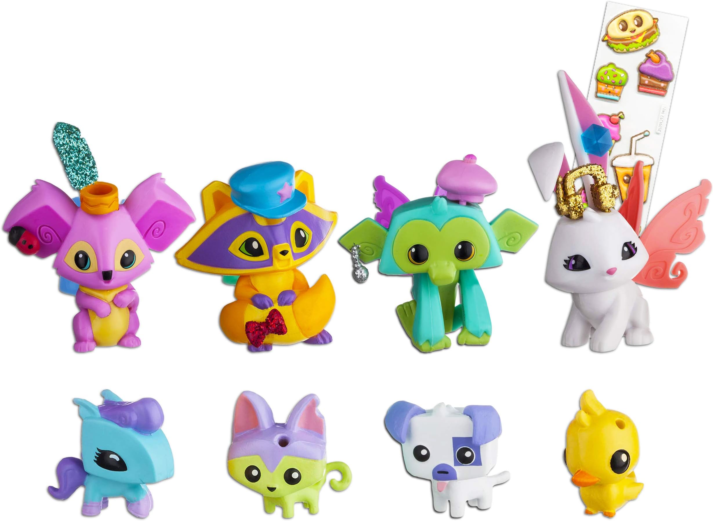 Animal Jam Toys Figures Playset -- Bundle Includes 8 Mini Figures and Puffy Stickers (Bunny, Ducky, Raccoon, Kitty, Monkey, Puppy, Koala, Pony)