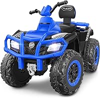 Vista 1 de ELEMARA ATV de 2 plazas para niños grandes, 12 V 4 ruedas para niños con batería de 10 AH, velocidad máxima de 4 mph, Bluetooth, luces LED, radio
