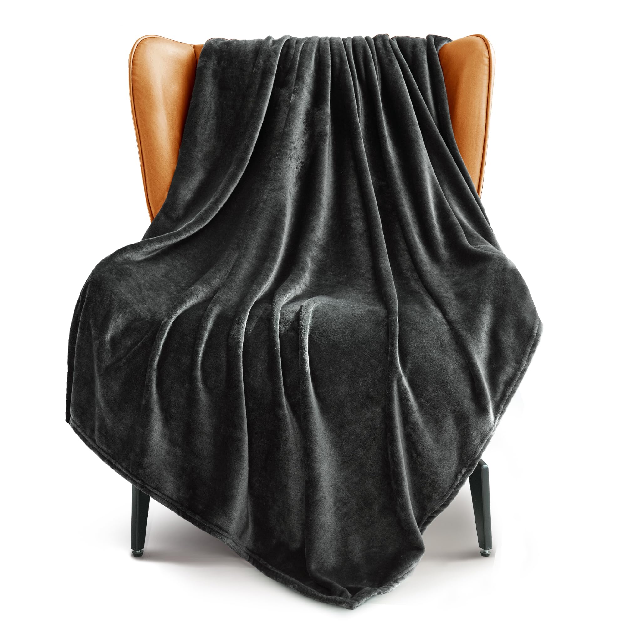 Extra Large Fleece Throw Blanket for Couch, Sofa, Super Soft and Warm Blankets, Forest Green Throw All Season Use, Cozy, Plush, Lightweight (Single (127 x 178 CM),Dark Grey)