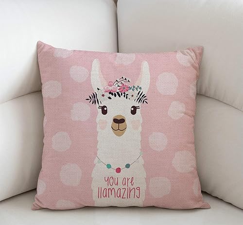 Miniatura 2 de Swono Llama with Fun Quote You are llamazing - Funda de cojín para decoración del hogar, sofá, sofá, 18 x 18 pulgadas, algodón y lino, decoración de