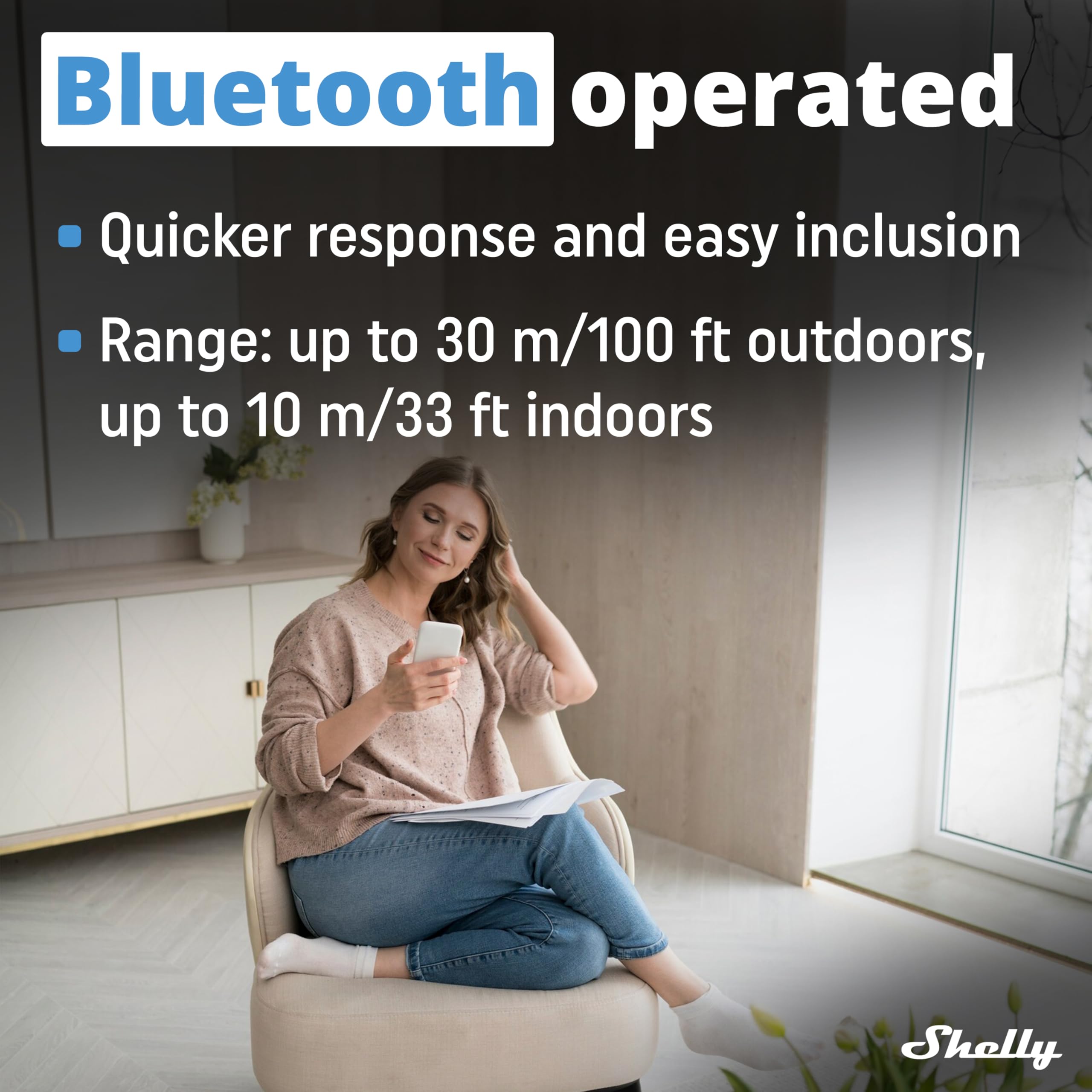 Shelly BLU RC Button 4 - Bouton télécommande Bluetooth pour Domotique, Support magnétique, Contrôle dispositifs connectés, actions et scènes, Pile 2 ans, Multi-clic, Compatible Home Assistant