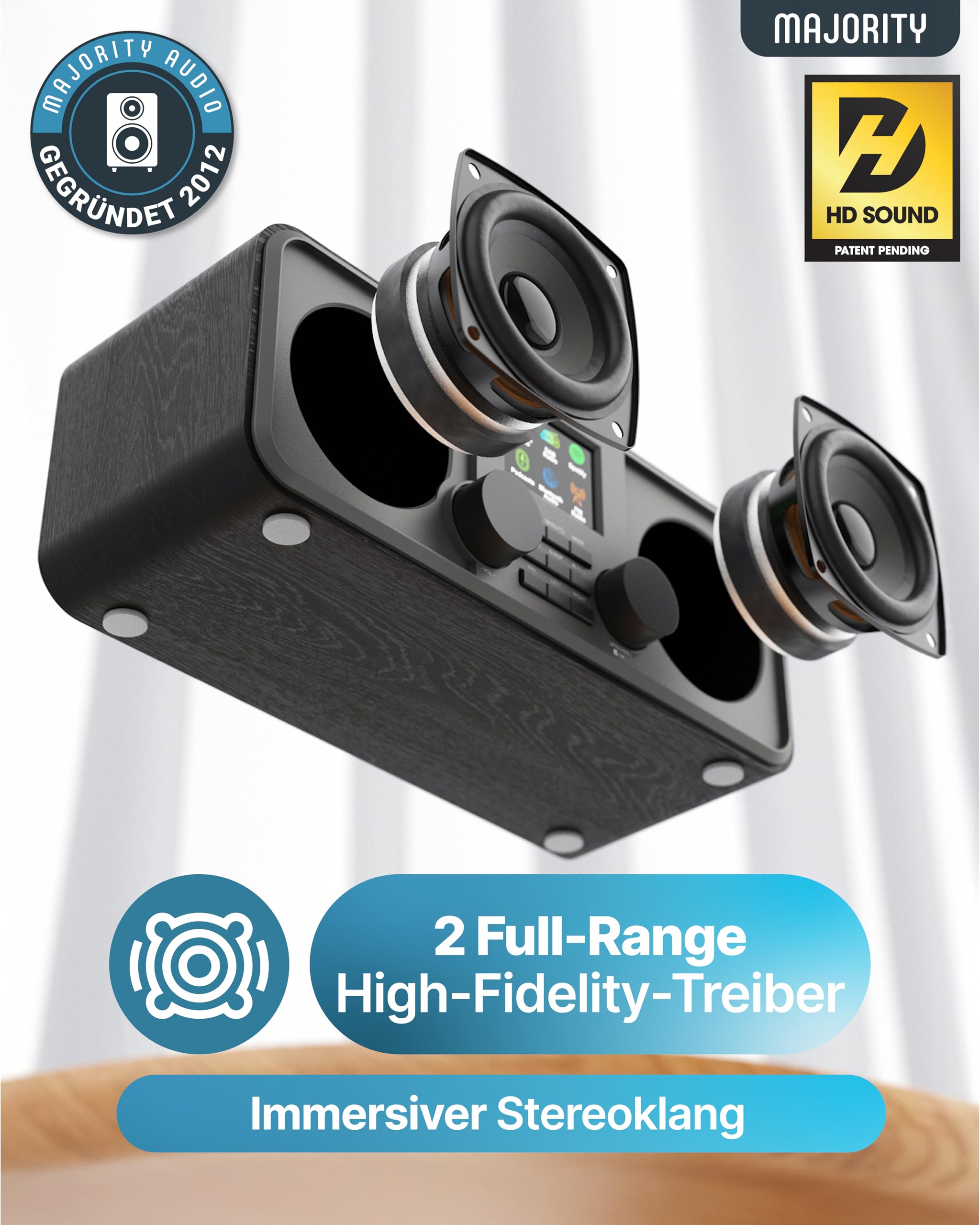 MAJORITY Rostock Internetradio WLAN DAB+ Bluetooth Stereoanlage Digitalradio 2.0-Stereolautsprecher Spotify Connect UKW