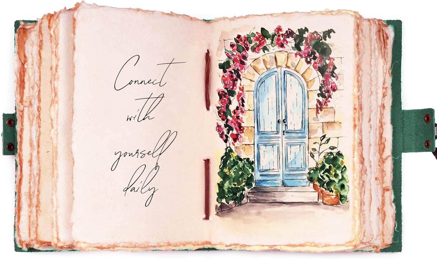 LEATHER VILLAGE Leather Bound Vintage Journal for Women & Men - Book of Shadows - Lock Closure - 200 Pages of Antique Deckle Edges Handmade Watercolor Paper - Turquoise - 10X7 inches