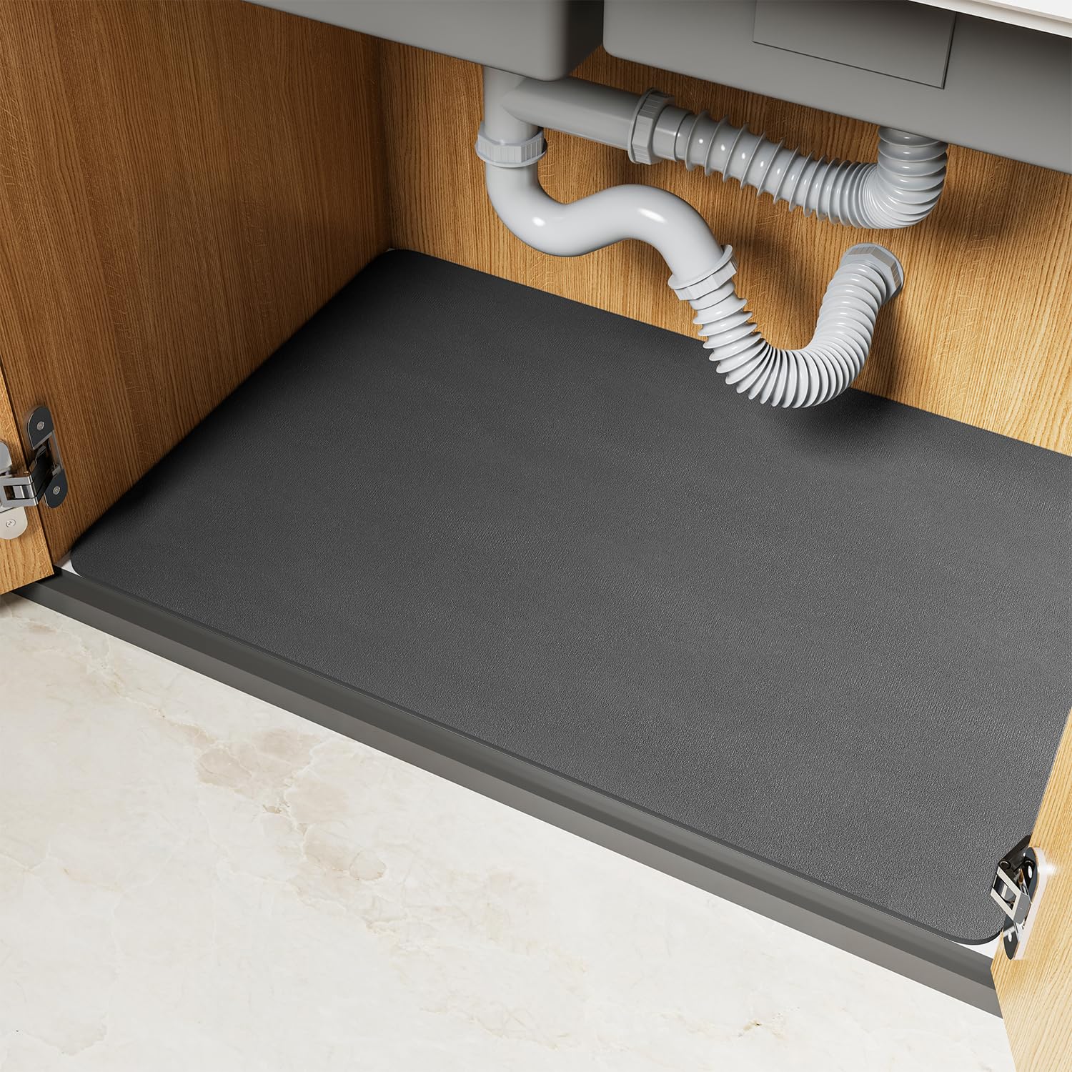 COCOER Under-Sink-Mat, Waterproof Cut to Fit Under The Sink Mat, Durable Absorbent Under Sink Protector Mats for Kitchen & Bathroom, 22”x34” Cabinet Mat, Trimmable Under Sink Liner