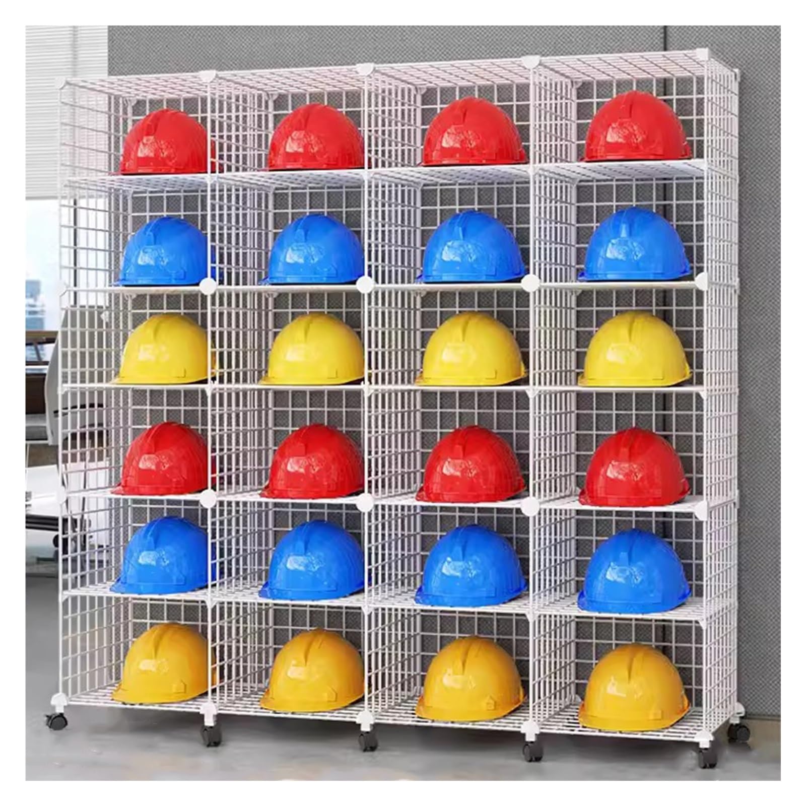 Boîtes de rangement pour casques de sécurité empilables et réglables avec roulettes