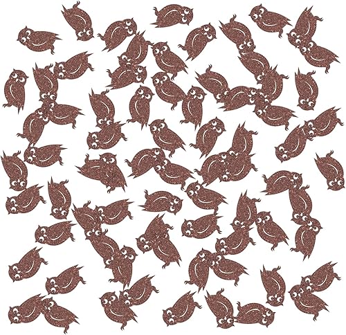 Confeti de búho con purpurina marrón, confeti de mesa de animales para baby shower, fiesta de búho, dispersión de papel de cumpleaños para niñas y