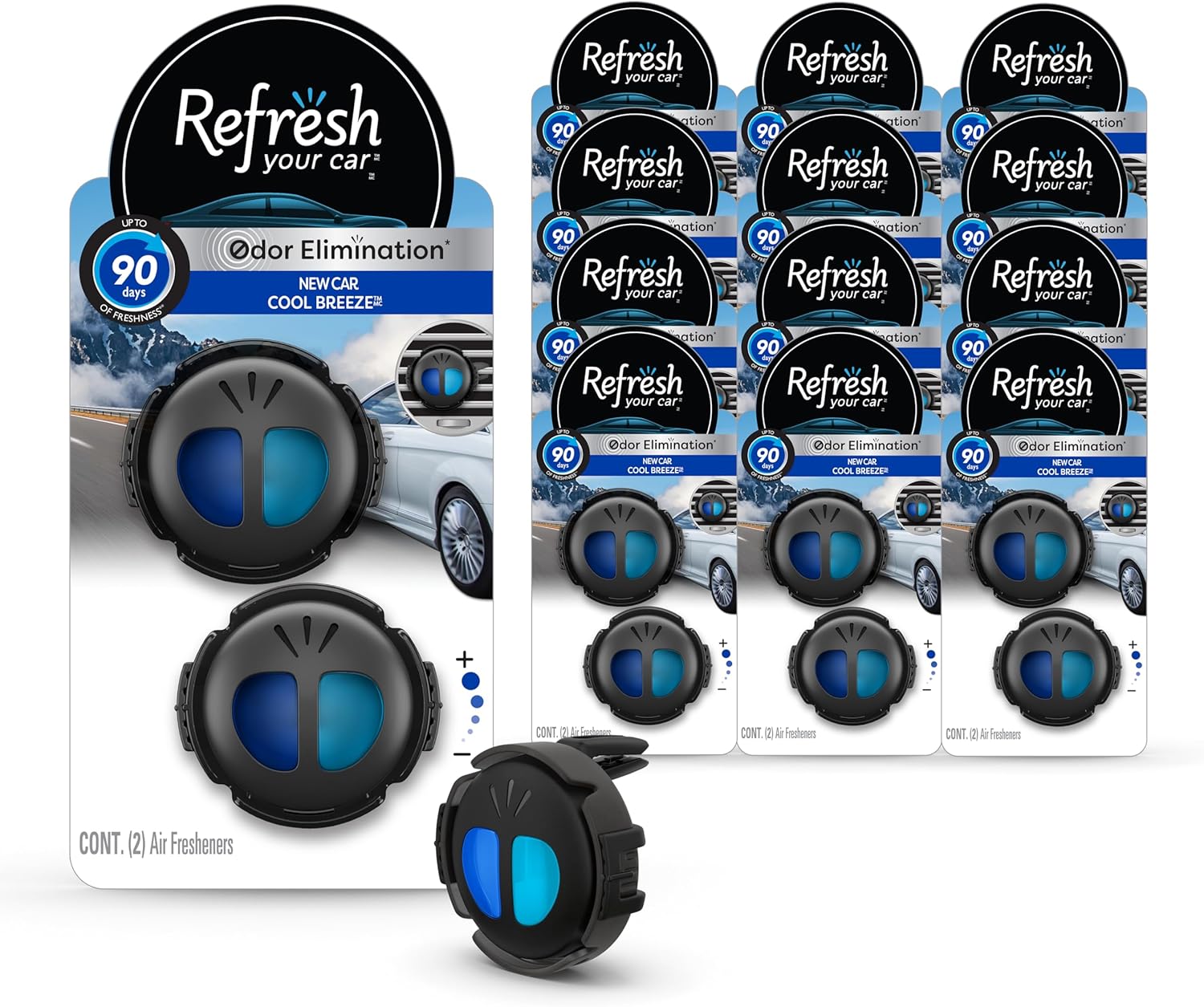 Refresh Your Car! Mini Diffuser Air Freshener (New Car/Cool Breeze Scent, 2 Pack)