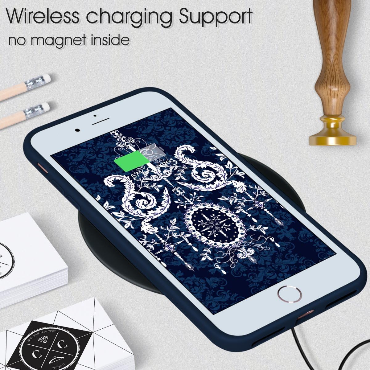 MILPROX Silicone Case, Pretty Series Liquid Silicone Gel Rubber, Shockproof Case with Microfiber Cloth Lining Cushion Compatible with iPhone 7 Plus/8 Plus - Blue