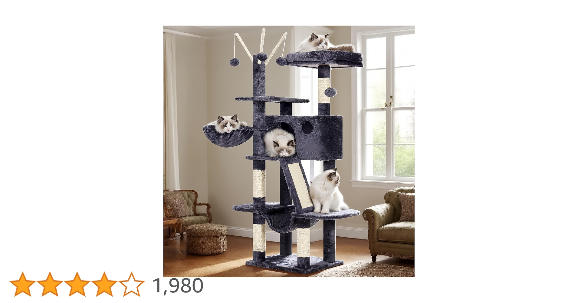 Hey-brother Cat Tree, 53 inch Cat Tower for Indoor Cats, Cat