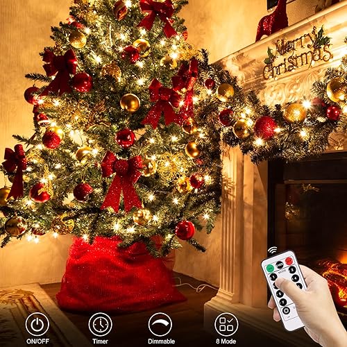 Miniatura 2 de echosari Paquete de 2 Luces de Navidad a pilas de 16 pies, alambre verde, 50 luces LED con control remoto, temporizador, 8 modos, regulables para