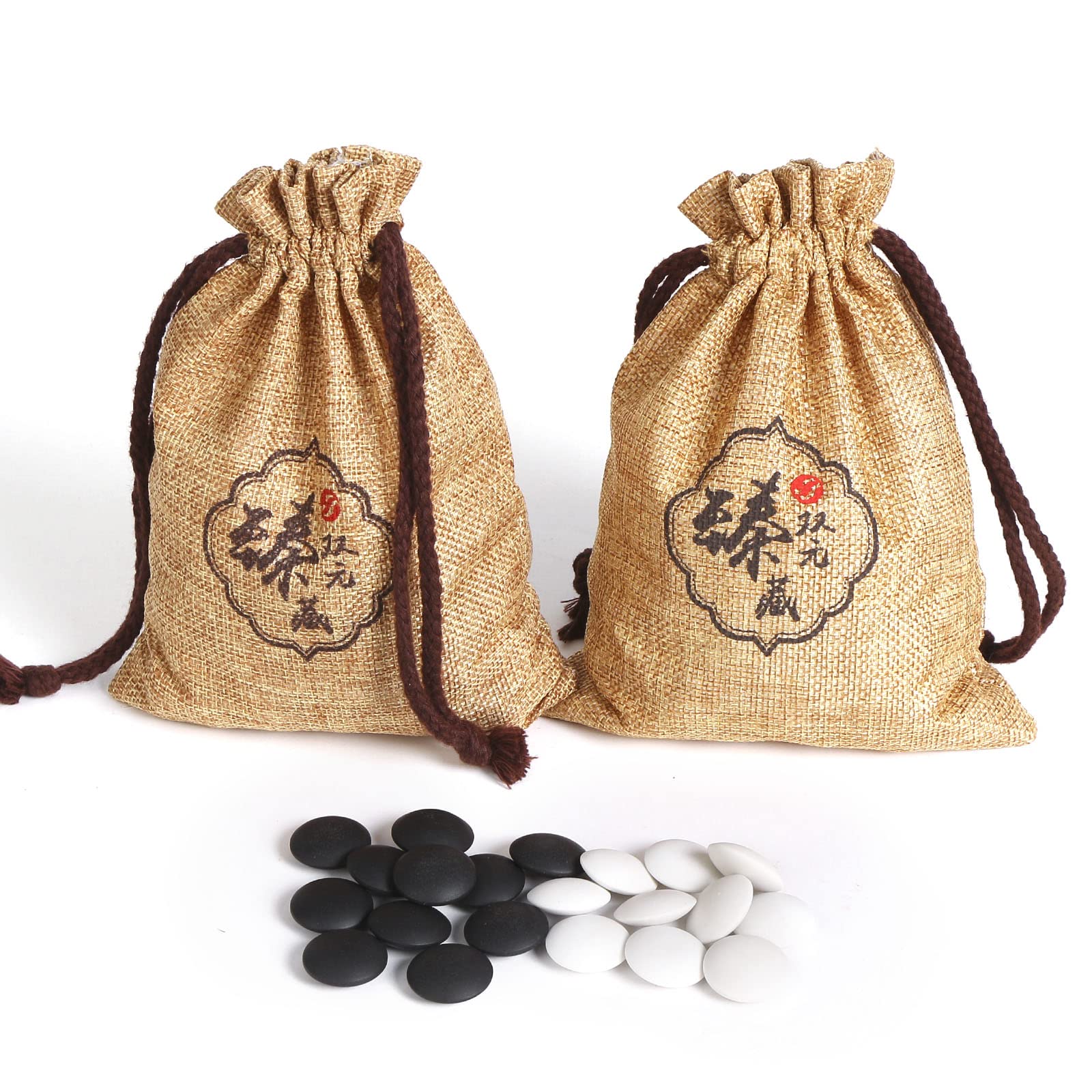 Double Convex Ceramaic Go Game 9mm Thickness Stones Set Playing Pieces for Classic Strategy Baduk/Weiqi/Gobang