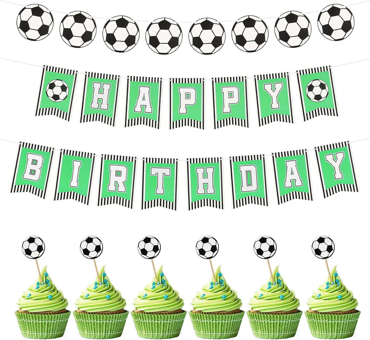 CHALA 3pcs Football Birthday Party Decorations,Hanging Happy Birthday
