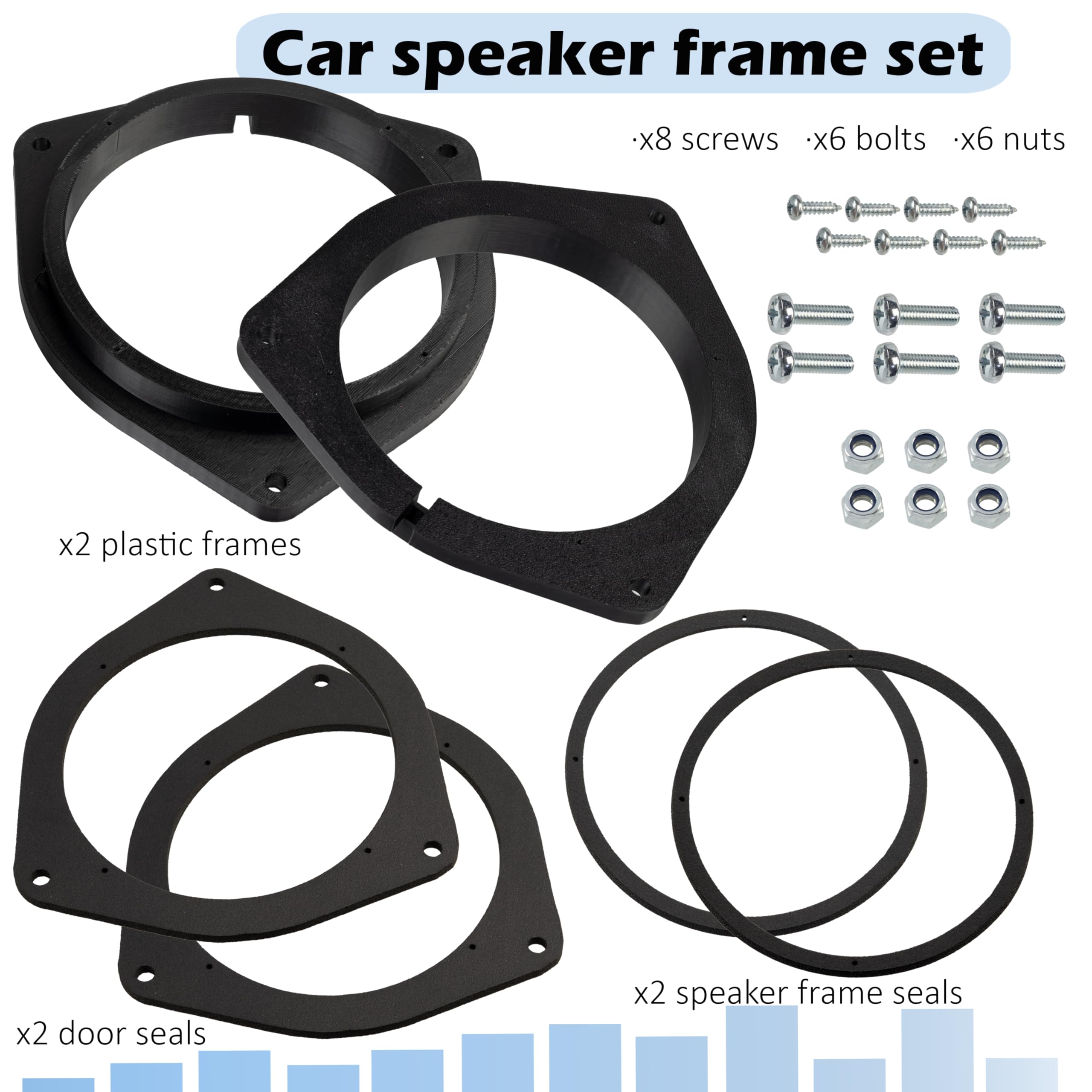Aerzetix Set di 2 adattatori per altoparlanti Ø165 mm compatibile con Toyota Auris I(E150) / Avensis II(T25) / III(T27) / Corolla IX(E120) / Verso II(R1) / RAV4 II(XA2) / V(XA5) / Aygo X(AB7)