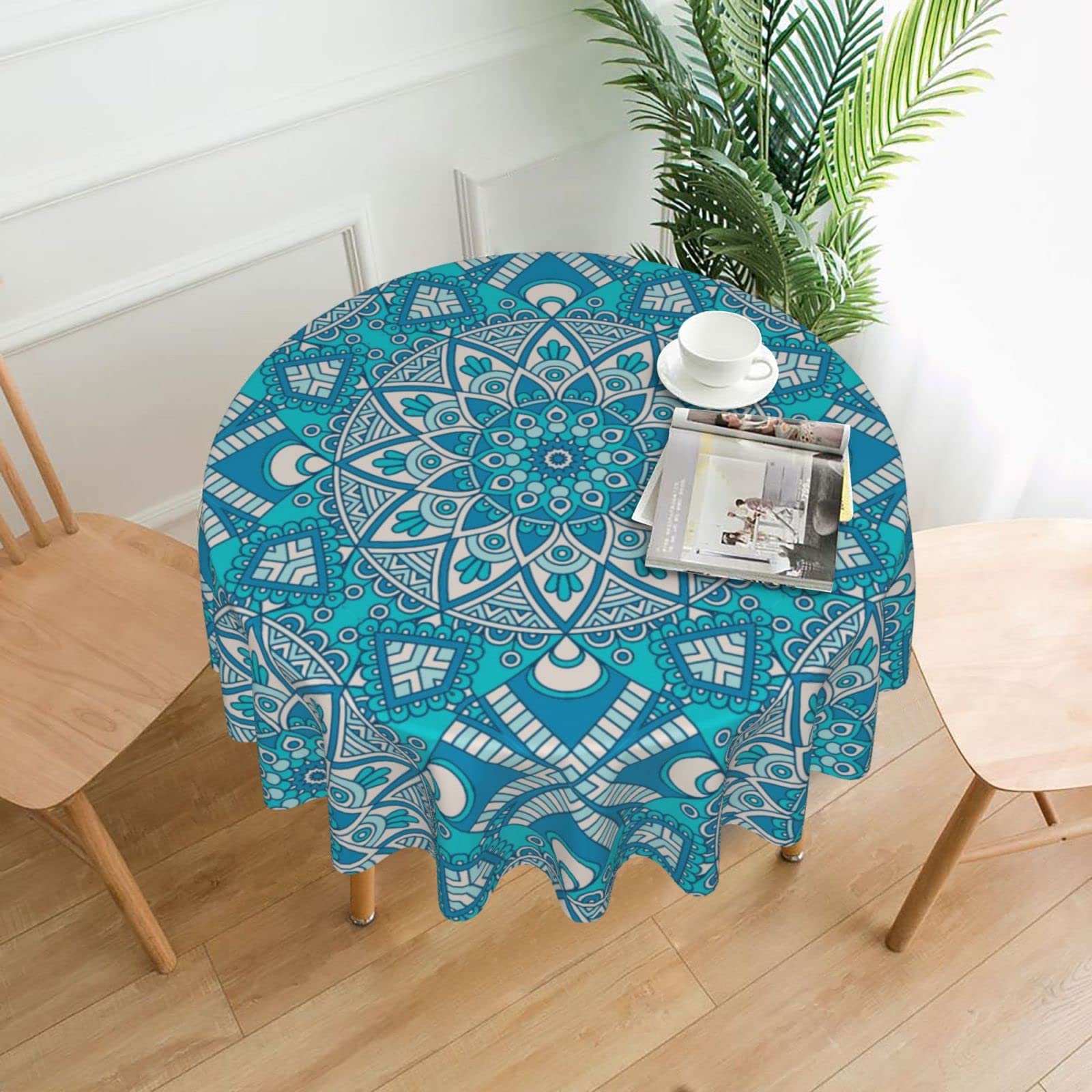 Lawenp Flowers Decorative Round Table Cloths - 60 Inches in Diameter for Buffet Tables, Parties, Holiday Dinners.
