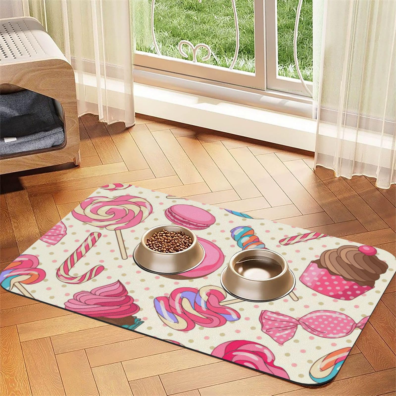Tapis d'alimentation chiens chats en cuir PU lavable et imperméable
