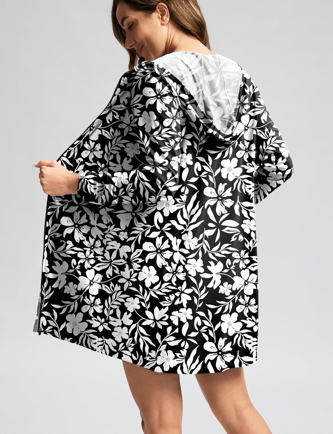 Women's UPF 50+ Swim Cover Up Sun Protection Hoodie Long Jacket SPF Lightweight Beach Cover Ups for Women - Image 2