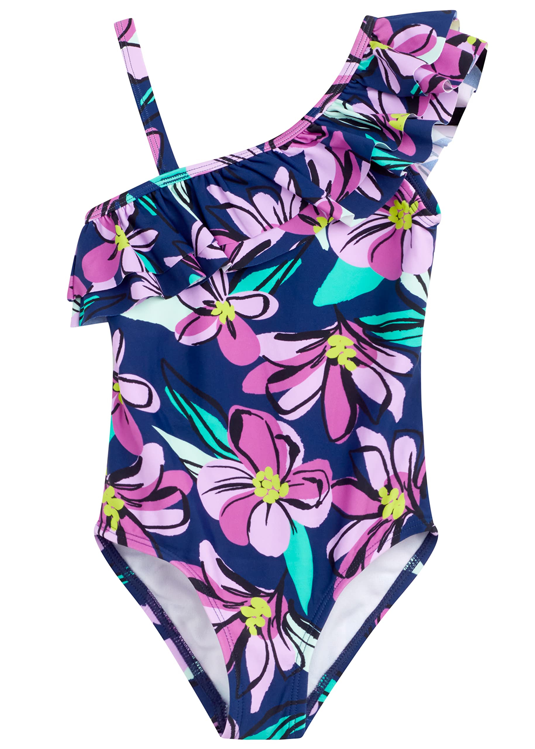 Kanu Surf Girls Morgan Floral Ruffle 1-Shoulder 1-Piece Swimsuit