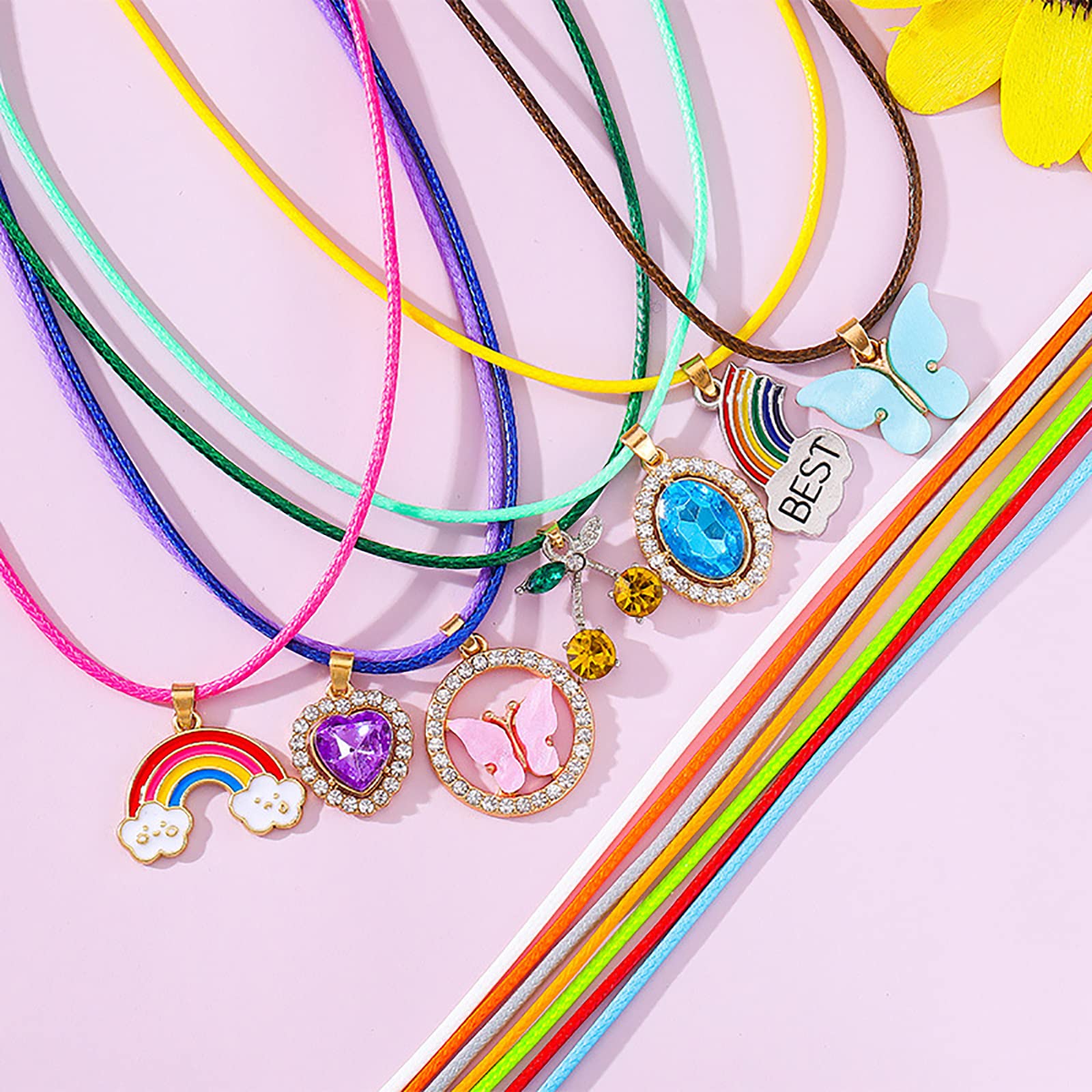 50 stuks leren banden, ketting, 2 mm, gewaxte koord, halsketting, wax touw, sieraden maken, accessoires, voor doe-het-zelf halskettingen, sieraden maken (25 zwarte en 25 gemengde kleuren