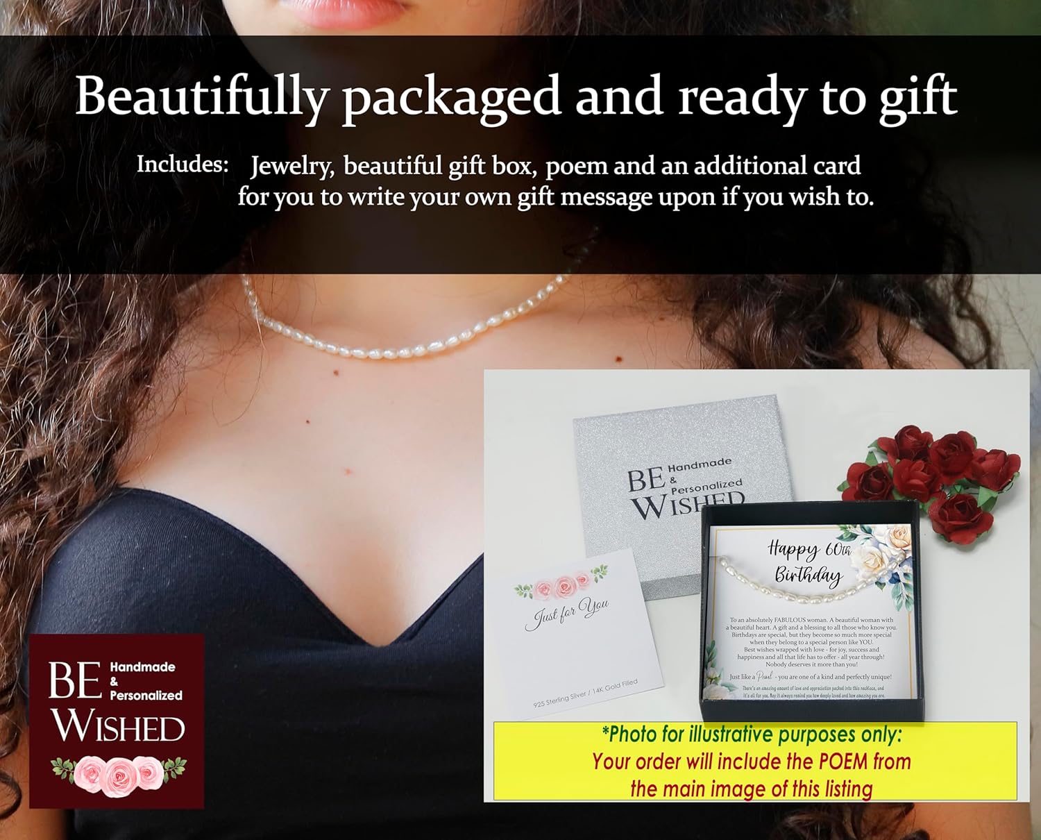 Be Wished 70th Birthday Gifts for Women, Freshwater Pearls and 925 Sterling Silver Necklace, Jewelry Gift with Meaningful Message, Ready To Gift - Image 7