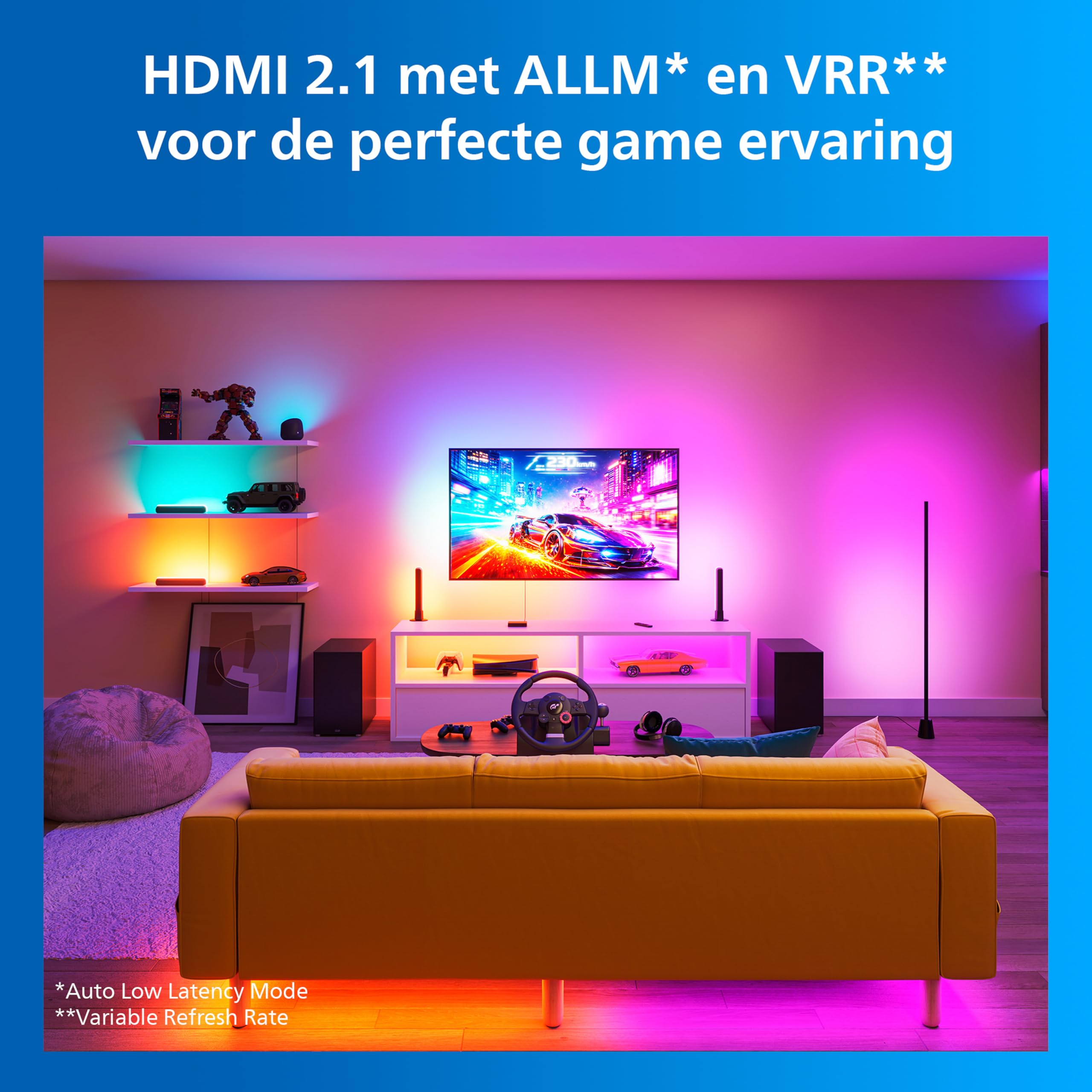 Philips Smart Lighting HDMI Sync Box 2.1 8 K, Rétroéclairage TV 55-65 pouces, Ruban LED RGBIC, Taux de Rafraîchissement Ultra-Rapide, Personnalisable, TV, Films, Jeux Vidéo, Entrée HDMI Requise