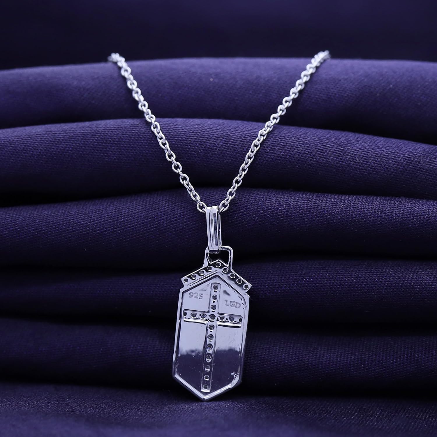 Cross Pendant Necklace for Women 1/4 Carat (ctw) Round Cut Lab Grown Diamond Scapular Shield Medallion Pendant Necklace in 14K Gold Plated 925 Sterling Silver or Vermeil Jewelry for Her