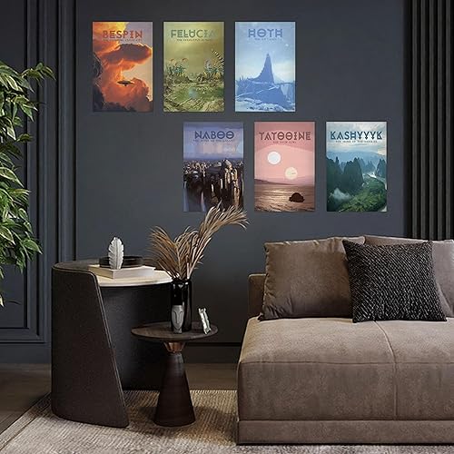 Miniatura 4 de Paquete de 12 pósteres de película de estrellas estilo viaje de 8 x 12 pulgadas, póster espacial de cartón, arte de pared para sala de estar de