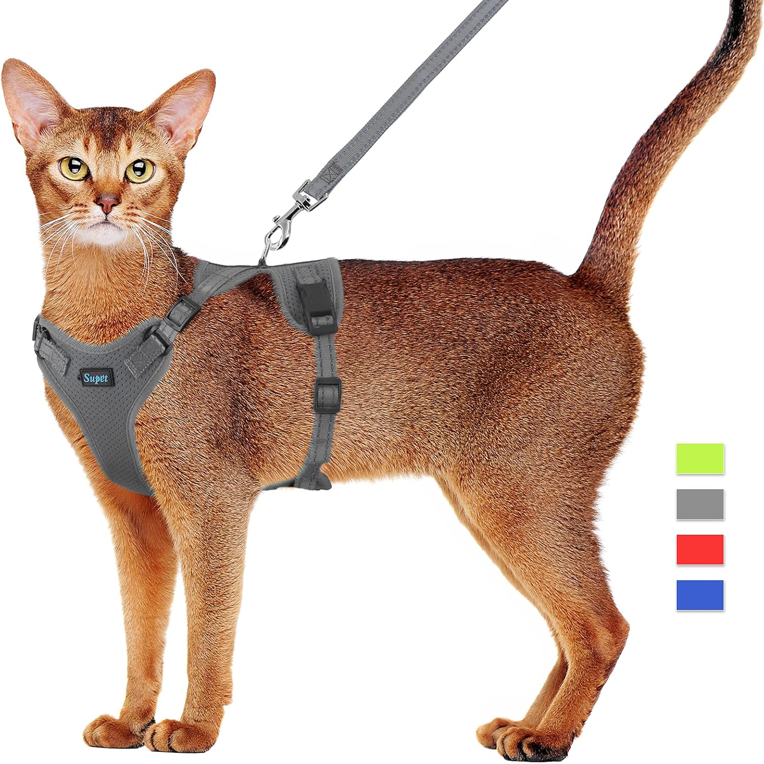 Supet Cat Harness and Leash Set for Small to Large Cats Adjustable Cat Vest Harness with Reflective Trim Universal Cat Leash and Harness…