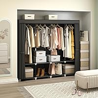 Vista 9 de Portable Closet Wardrobe, 67-Inch Clothes Organizer with 4 Hanging Rods and 8 Shelves, Non-Woven Fabric Cover, Large Capacity Storage for Bedroom