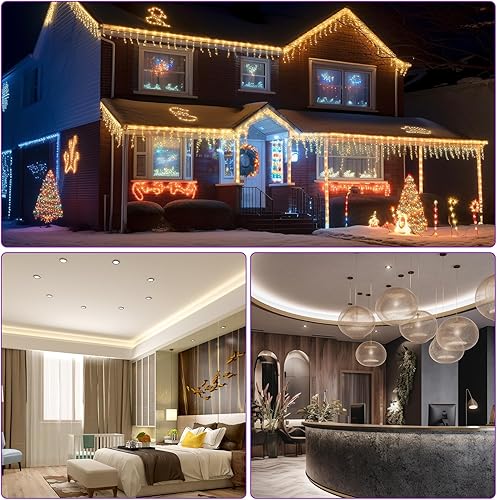 Miniatura 7 de Cuerda de luz LED de 65.6 pies, regulable de alto brillo 110 V CA, IP65 impermeable, 3000 K-6500 K color con 3 colores, cuerda de luces al aire