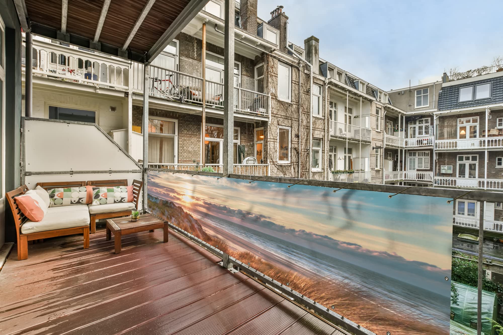 MuchoWow® Balkon Sichtschutz Sichtschutzmatte Balkonbanner Abdeckung für Terrasse Balkon Windschutz Blickdicht Wetterfest 300x80 cm Dünen - Nordsee - Sonnenuntergang - Niederlande - Ameland