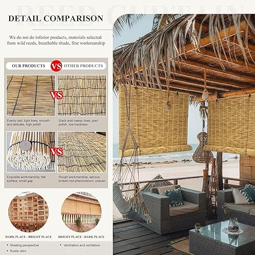 Miniatura 5 de Persianas enrollables de caña para exteriores, persianas enrollables romanas para patio, persianas enrollables opacas para porche, persianas