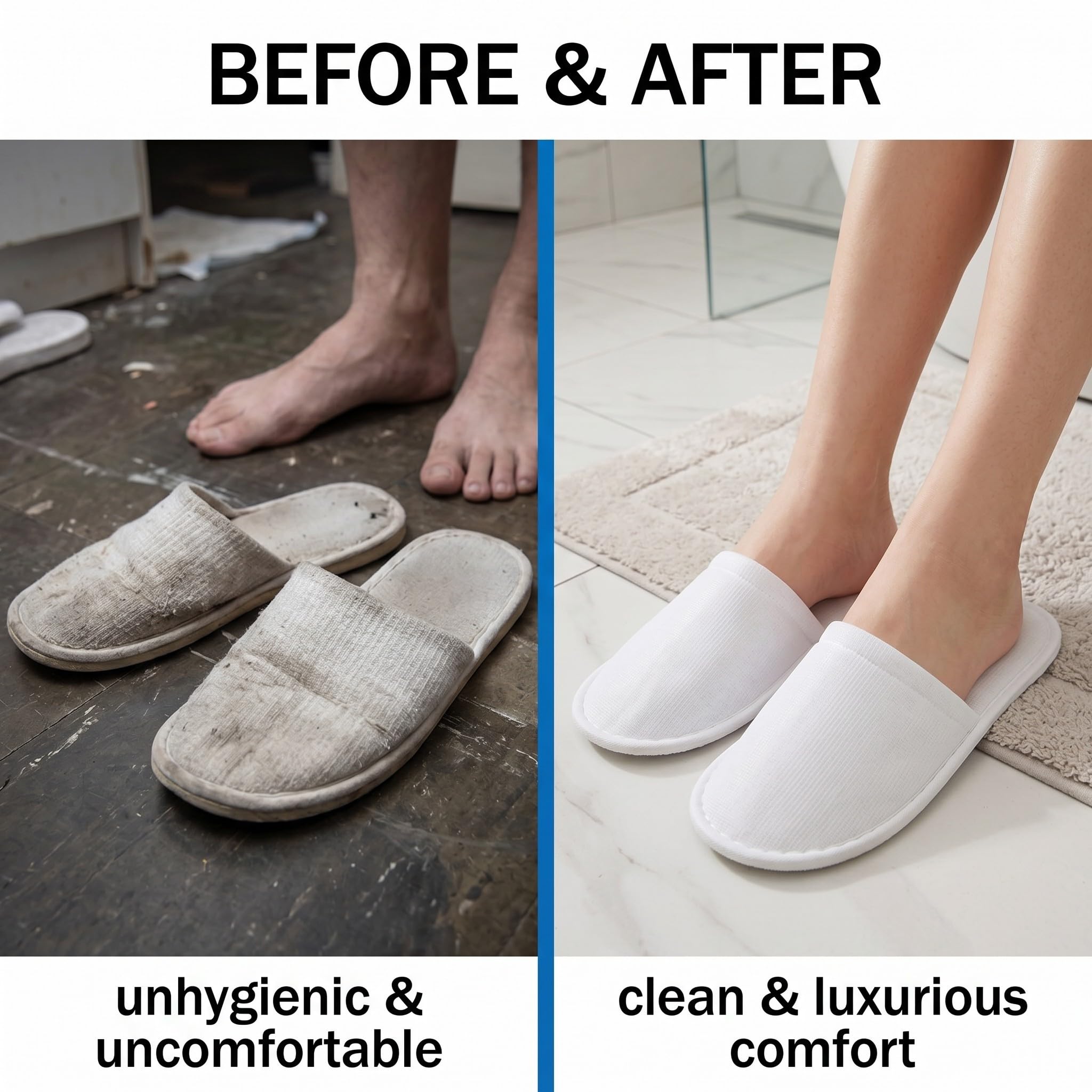 6 Paia Pantofole Antiscivolo, Pantofole Ospiti Riutilizzabili, Ciabatte Ospiti Lavabili, Ciabatte Hotel Monouso, Pantofole da Spa, Taglia unica, Spugna Premium, Misura Universale