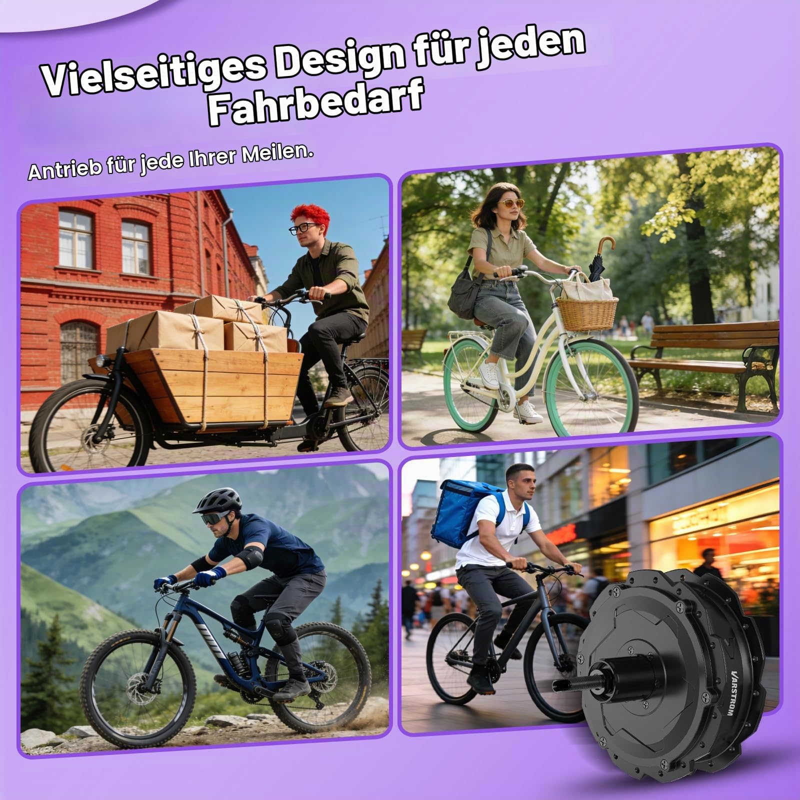 48V E-Bike Umbausatz - 26 27,5 28 29 Zoll Vorderrad & Hinterrad Nabenmotor
