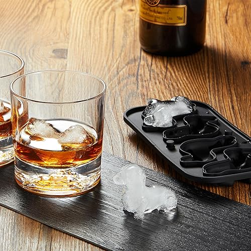 Miniatura 4 de ACOOKEE Molde 3D para cubitos de hielo para perro salchicha, 4 agujeros, forma divertida, bandeja grande para cubitos de hielo para whisky, cóctel,