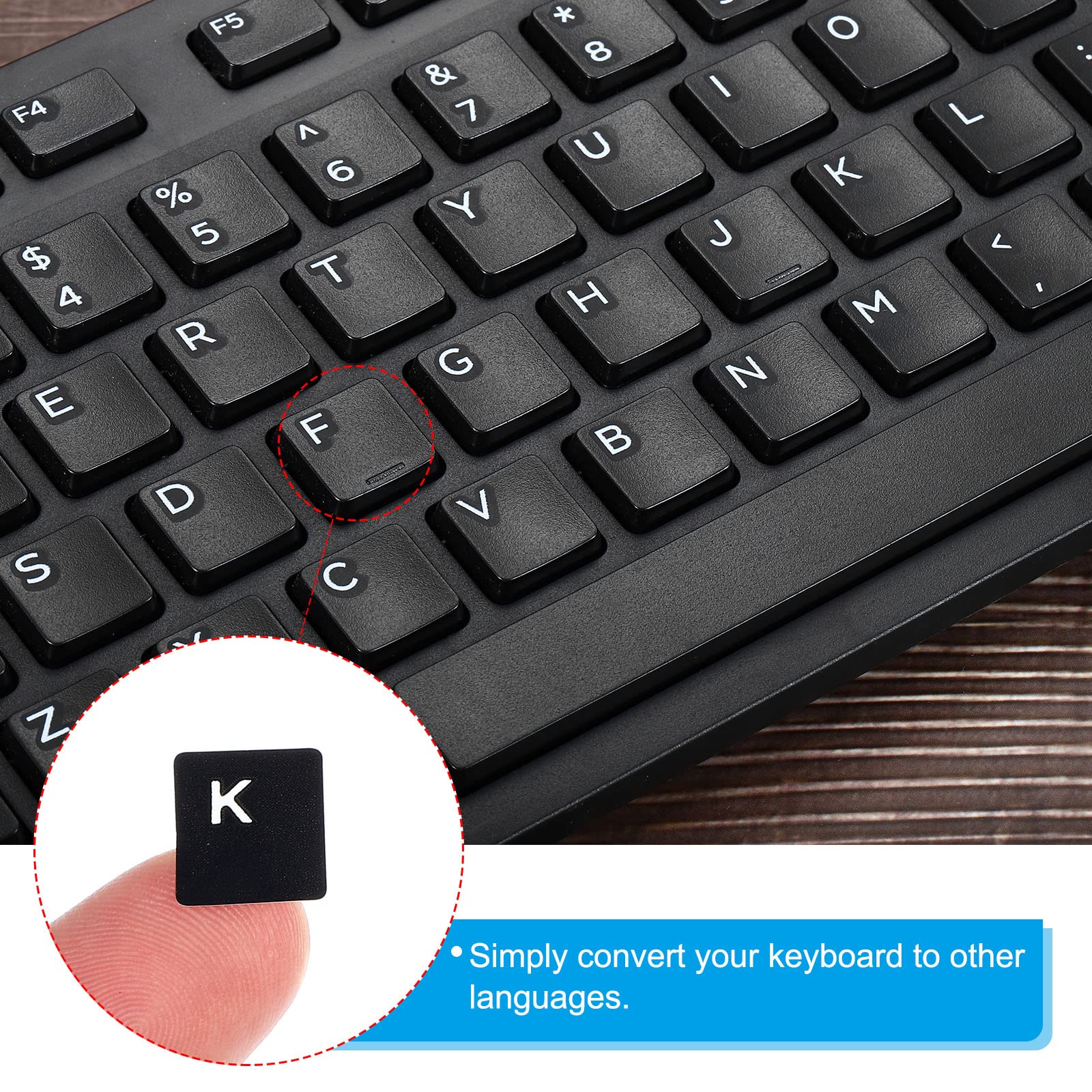 PATIKIL Adesivi Per Tastiera Inglese | 2 Fogli, Caratteri Bianchi Su Sfondo Nero, Universali Per PC E Laptop, In PVC, Facili Da Applicare, Per Lettere Usurate - 5