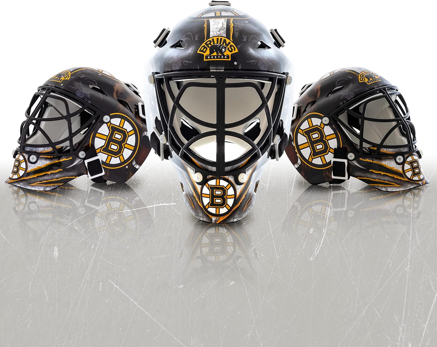 Franklin Sports Boston Bruins NHL Team Logo Mini Hockey Goalie Mask with Case - Collectible Goalie Mask with Official NHL Logos and Colors : Hockey Goalie Mask : Sports & Outdoors