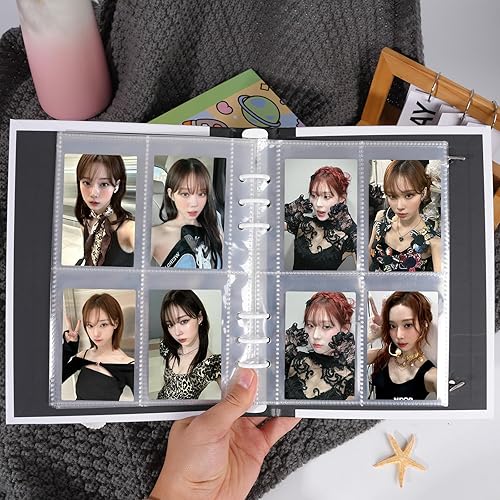 Miniatura 7 de Carpeta para tarjetas fotográficas A5 con 120 bolsillos con 30 piezas interiores de 6 anillos, libro coreano con soporte para tarjetas fotográficas,