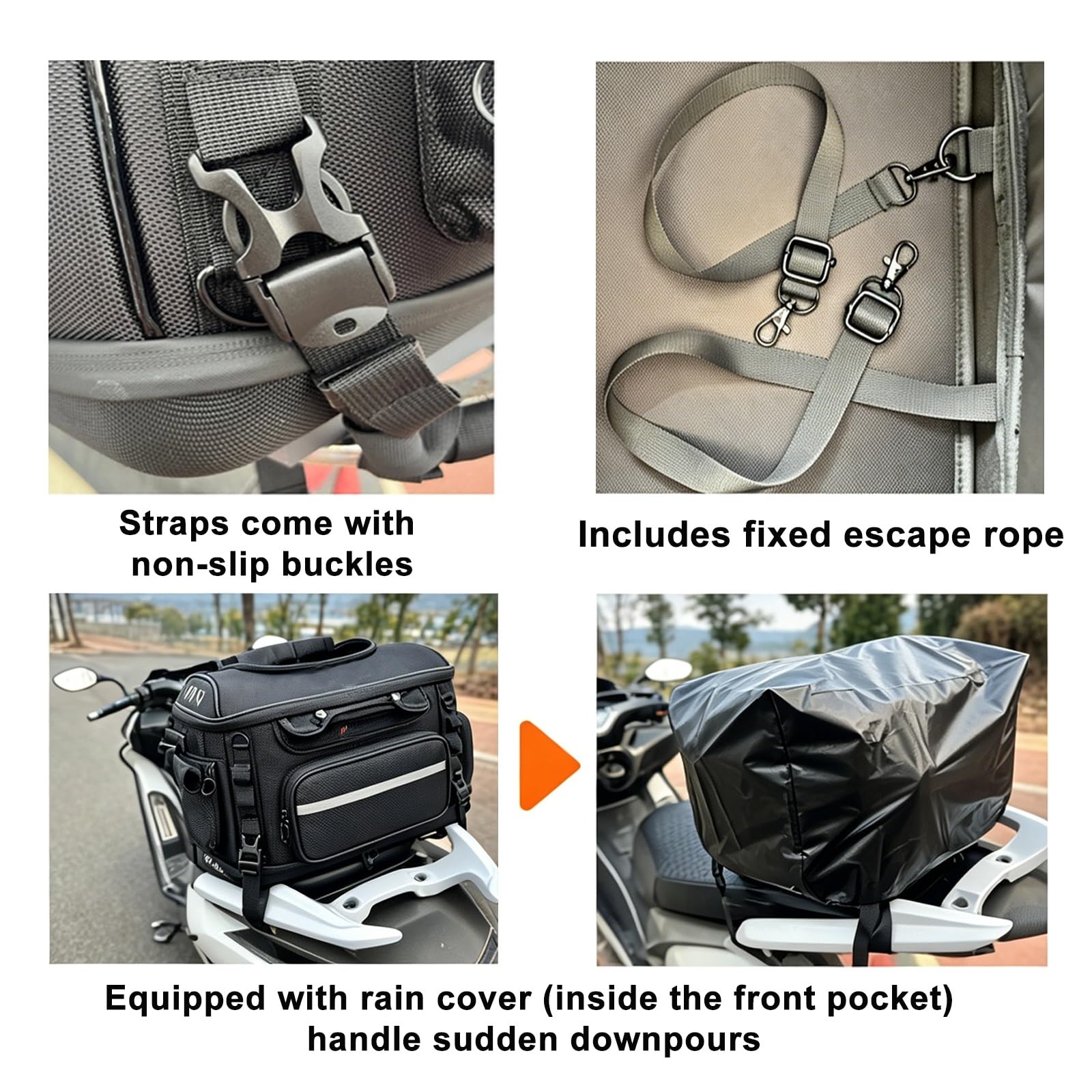 Borsa Cani Moto Fino A 15KG Antivento E Impermeabile Con Copertura Antipioggia Ventilato,EVA Composito Rinforzato, Non Si Deforma,trasportino Per Cani Auto