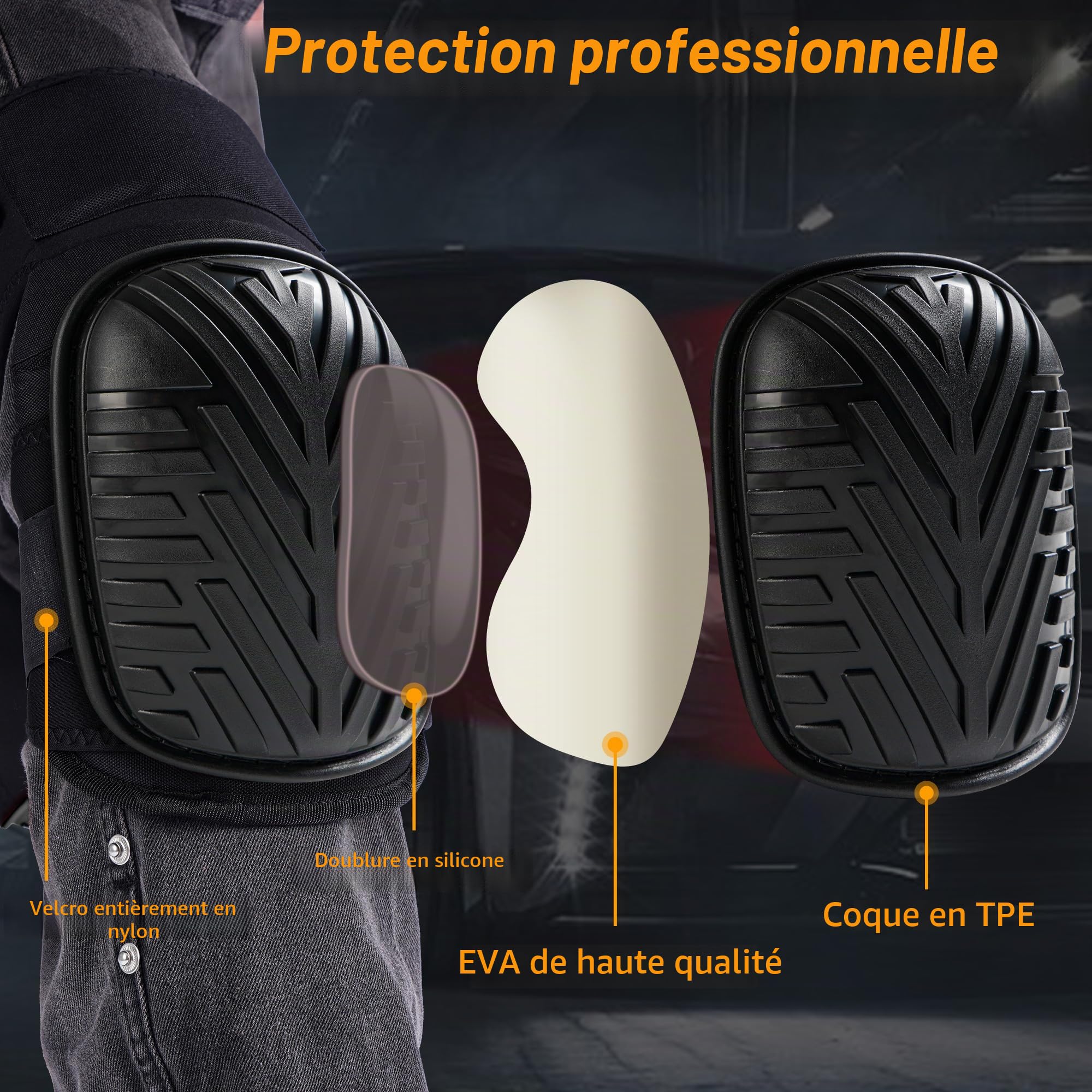 Vortix Genouillère Travail, Genouillères Professionnelles à Confort étendu, Genouillere pour le Travail, le Jardinage, les Carreleurs, les Ouvriers fu BâTiment, les Couvreurs, les Ateliers
