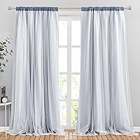 Vista 30 de PONY DANCE Cortinas para Sala de 84 Pulgadas de Largo - Cortinas con Capa Traslúcida, 52 Pulgadas de Ancho, Paneles para Tratamiento de Ventanas