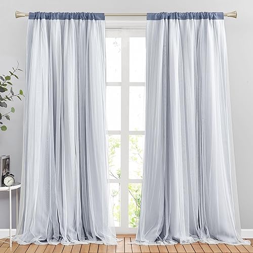 Miniatura 30 de PONY DANCE Cortinas para Sala de 84 Pulgadas de Largo - Cortinas con Capa Traslúcida, 52 Pulgadas de Ancho, Paneles para Tratamiento de Ventanas,