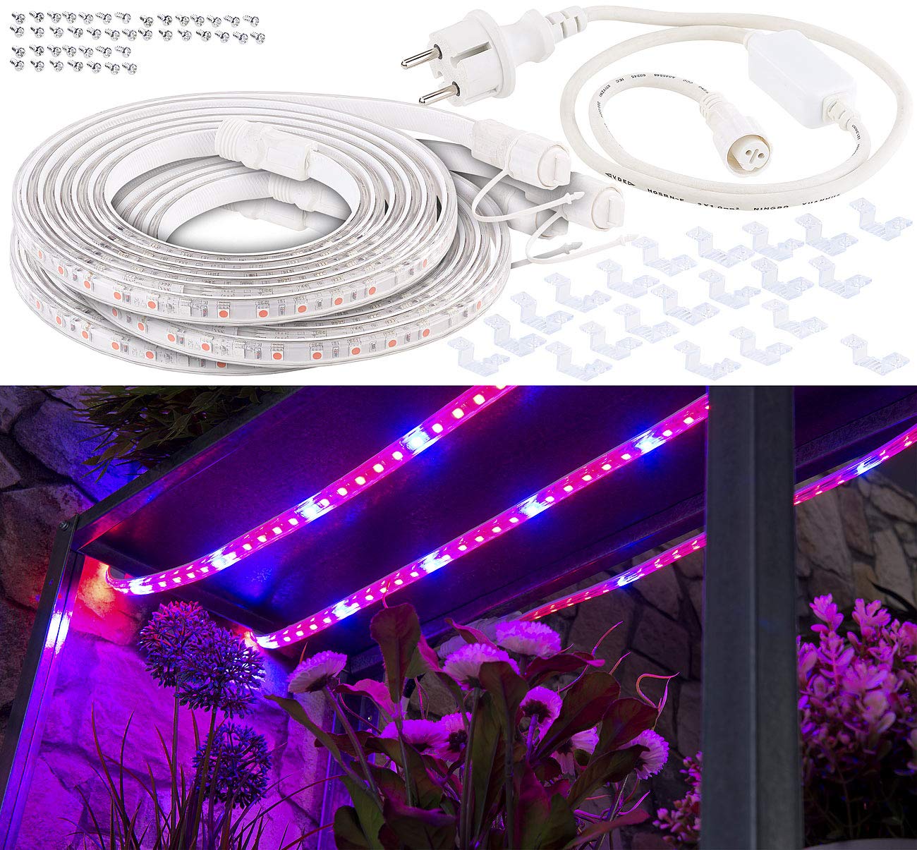 Lunartec Bandes de Culture à LED avec Adaptateur Secteur - 9 m